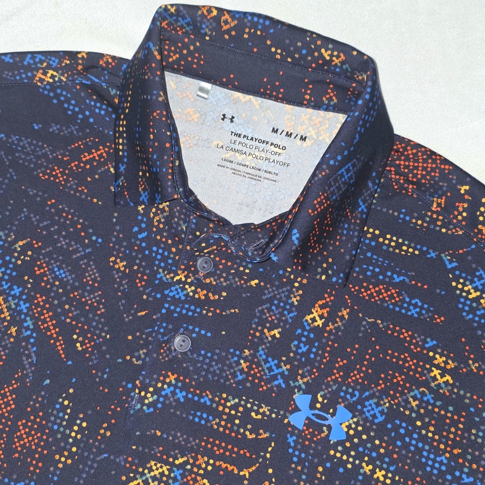 Under Armour Playoff Polo Navy Multi Mens Abstract 3.0 Printed Size Medium